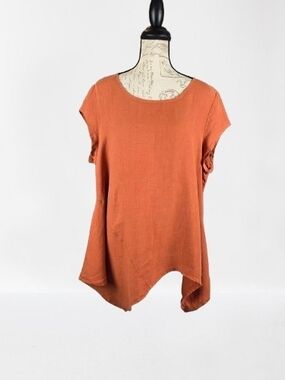 Bryn Walker Rust Orange Linen Scoop Neck Tunic Top  Women’s Lg